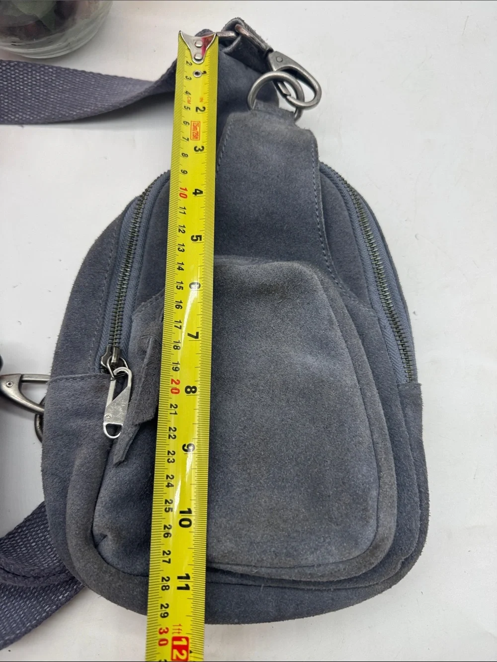 Free People Women's Gray Suede Crossbody Sling Bag - Casual Everyday Carry